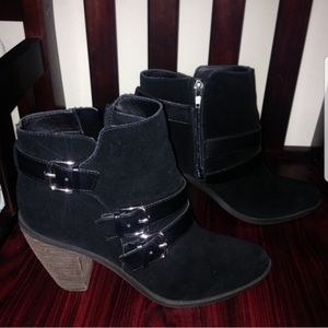 Dolce Vita Black Suede Buckle Ankle Boots